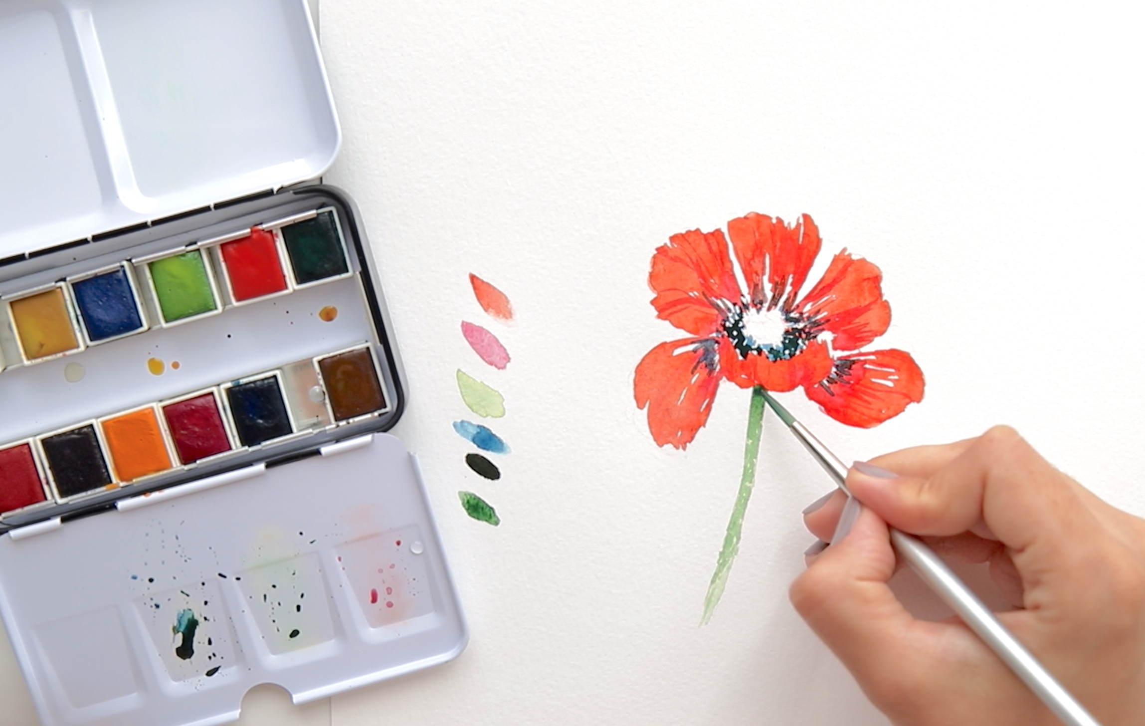 Watercolor Poppy Flower Step By Step Video Refine Art Blog